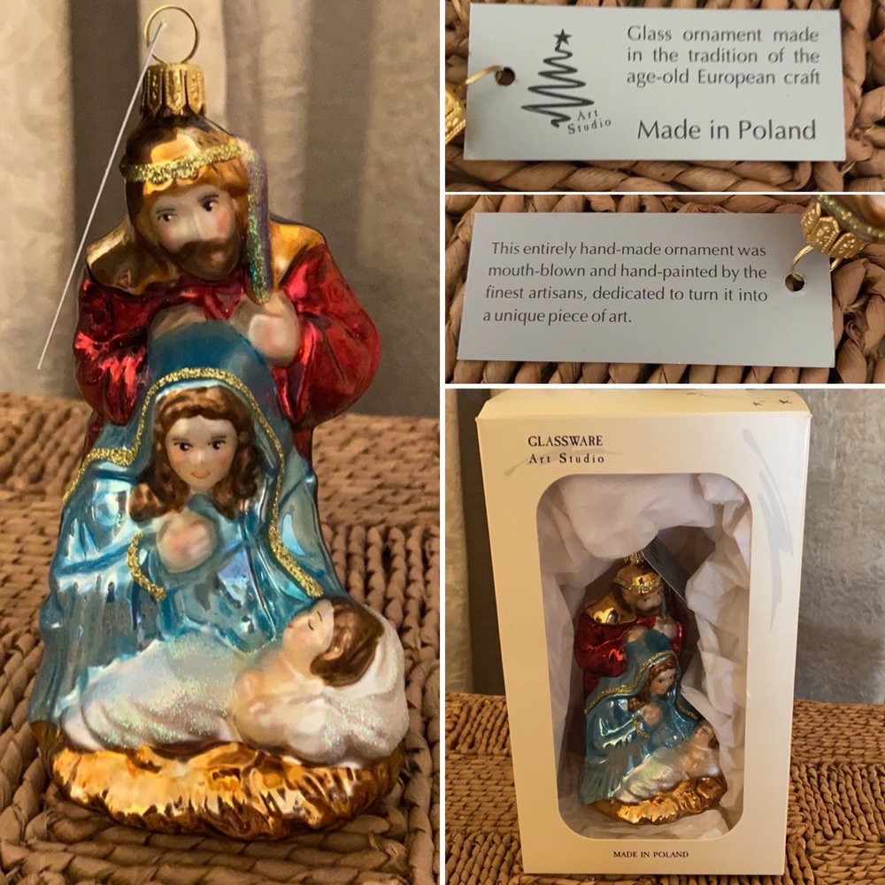 Art Studio Nativity Handblown Glass Ornament
